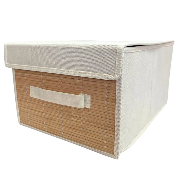 Foldable Fabric Storage Bin with Lid - Collapsible Organizer Box