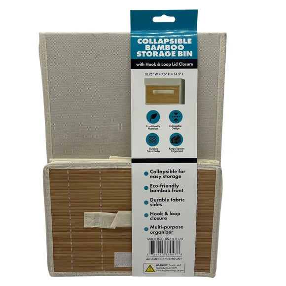 Foldable Fabric Storage Bin with Lid - Collapsible Organizer Box
