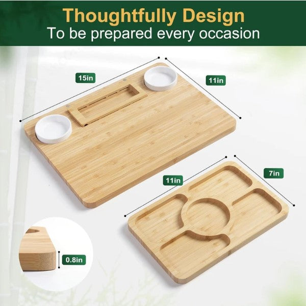 ROCIRLAB Bamboo Charcuterie Board + Knife Set