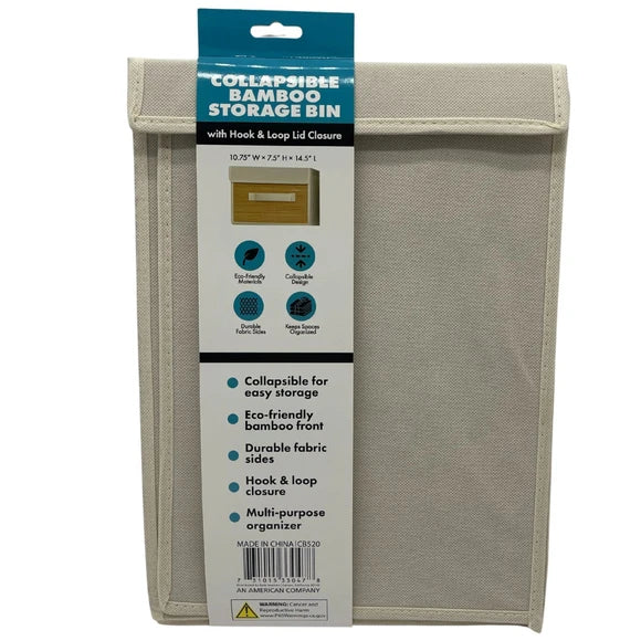 Foldable Fabric Storage Bin with Lid - Collapsible Organizer Box