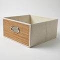 Foldable Storage Bin with Bamboo Front and Handles