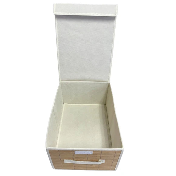 Foldable Fabric Storage Bin with Lid - Collapsible Organizer Box