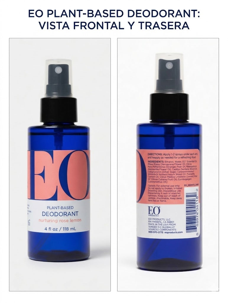 EO Essential Oils Plant-Based Deodorant Spray - Nurturing Rose Lemon, 4 fl oz