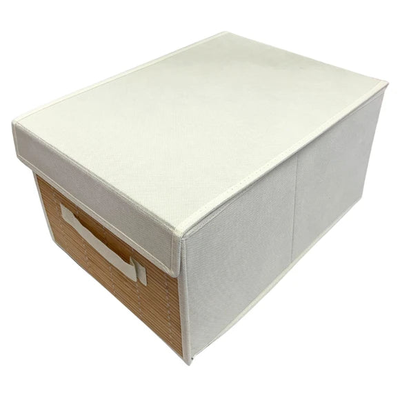 Foldable Fabric Storage Bin with Lid - Collapsible Organizer Box