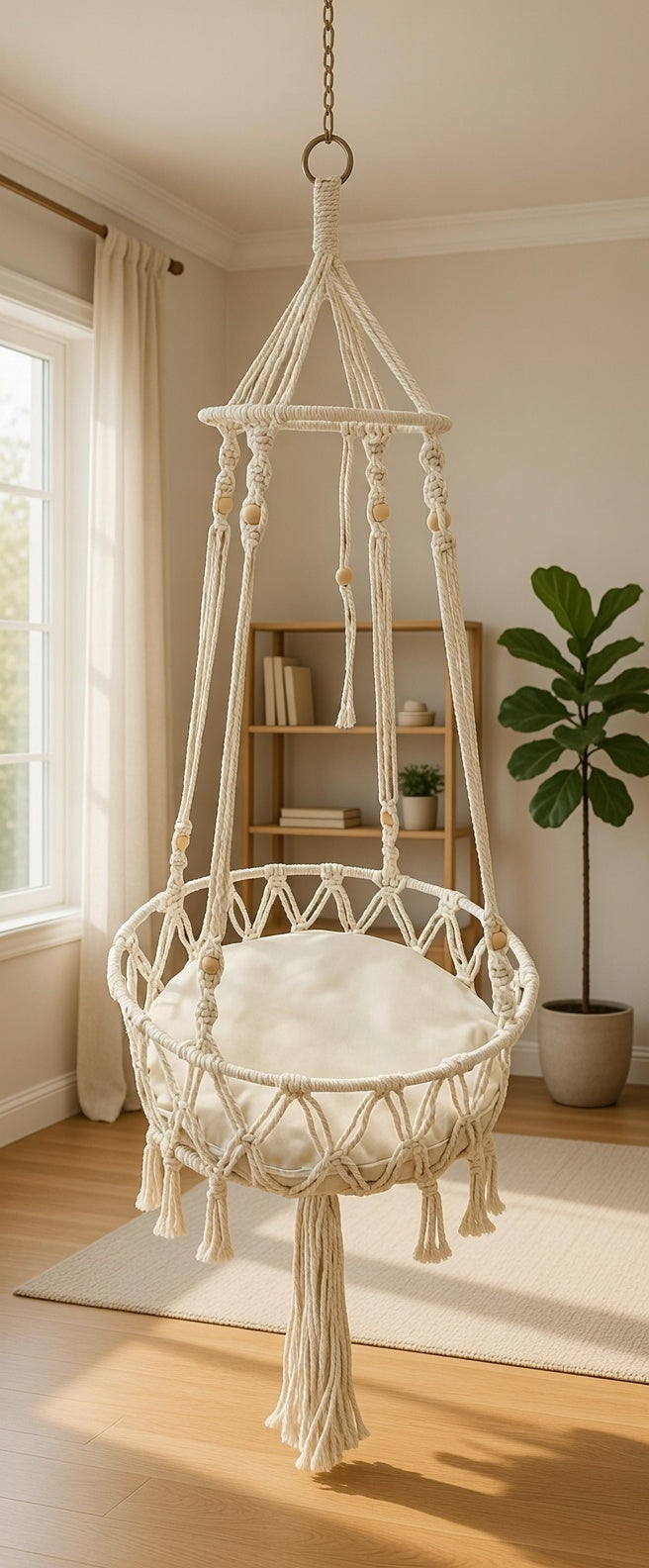 Macrame Hanging Cat Hammock - Indoor Cat Bed Swing