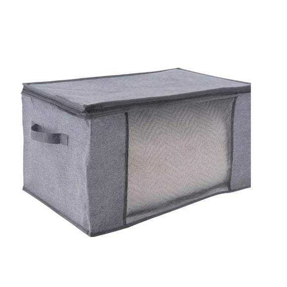 Zippered Blanket Storage Tote Bag - 23" x 17" x 12" with Clear Window