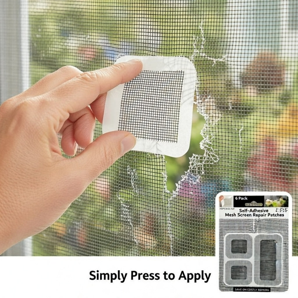 6 Pack Self-Adhesive Mesh Screen Repair Patches