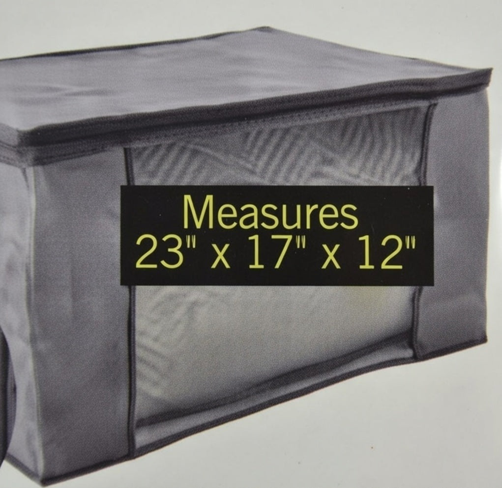 Zippered Blanket Storage Tote Bag - 23" x 17" x 12" with Clear Window