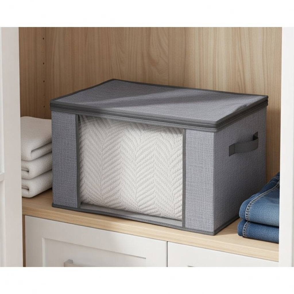 Zippered Blanket Storage Tote Bag - 23" x 17" x 12" with Clear Window