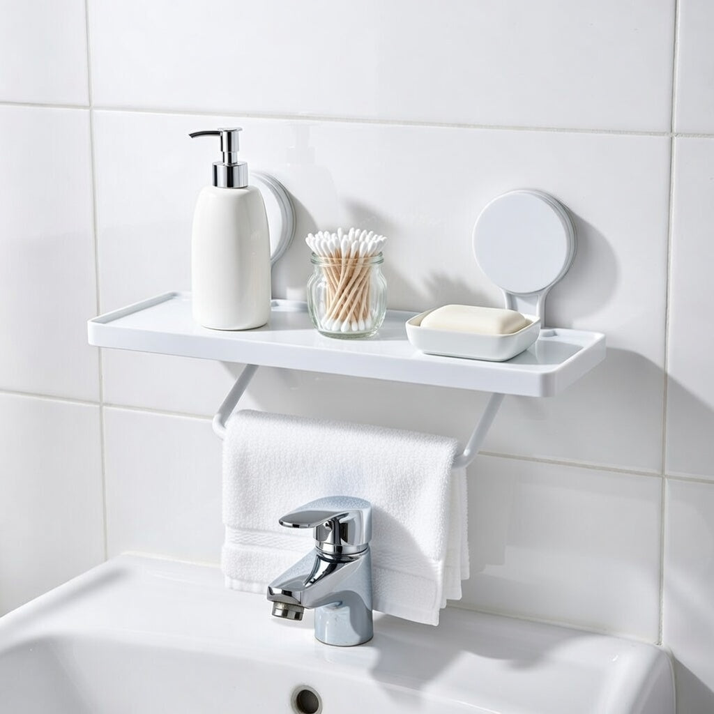 Wall Floating Bathroom Organizer - No Drill