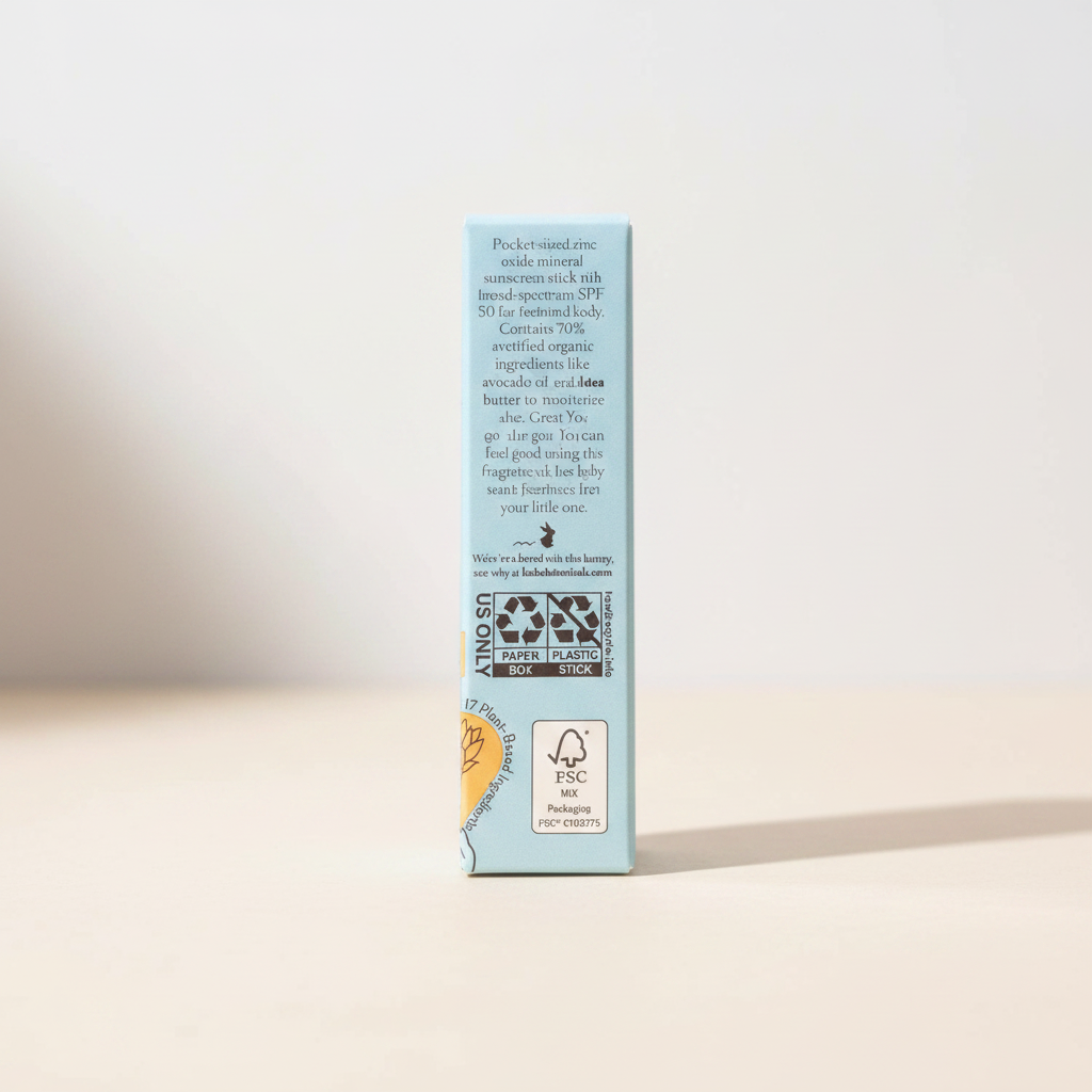 Babo Botanicals Sensitive Baby Sunscreen Stick SPF 50 - side panel